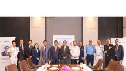 Defence Secretary Rajesh Kumar Singh meets with a visiting delegation of Japanese parliamentarians from the Liberal Democratic Party (LDP) led by Taro Kono in New Delhi. (Photo: X/@SpokespersonMoD)