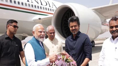 Prime Minister Narendra Modi was received by Tamil Nadu Chief Minister C. Joseph Vijay at Chennai Airport. (Photo/ ANI)