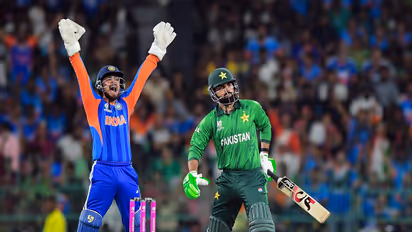 Pakistan's Sahibzada Farhan during T20 WC 2026 match against India (Photo: ANI)
