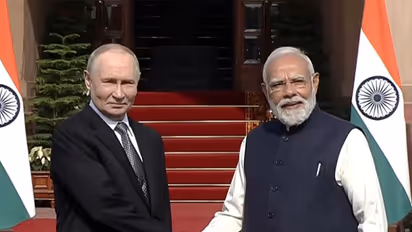 PM Modi receives President Putin at Hyderabad House (Photo/ANI)