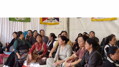 Tibetan community members stage a 24-hour hunger strike at Chaura Maidan in Shimla (Photo/ANI)
