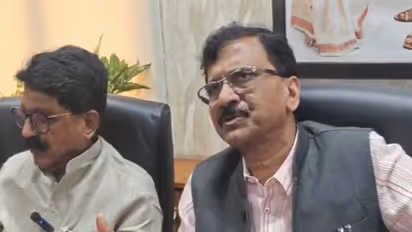 Shiv Sena MPs Sanjay Raut and Arvind Sawant after the meeting (Photo/ANI)