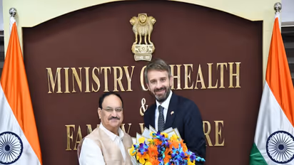 Union Minister JP Nadda with Jan Christian Vestre, Health Minister of Norway (Photo/ X@JPNadda)