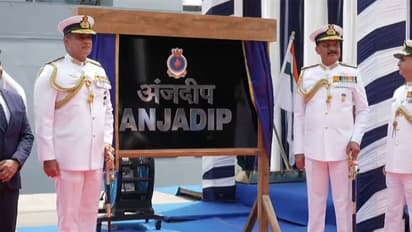 Navy Chief Admiral Dinesh K Tripathi at commissioning of Anjadip (Photo/Indian Navy)