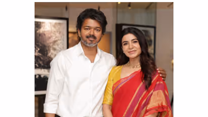 Actor Samantha with Tamil Nadu CM Vijay (Image source: Samantha's Instagram)