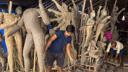 Artisan creating Durga Puja idol (Image source: ANI)