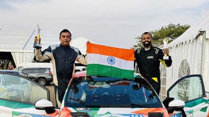 Rally duo of Hyderabad's Naveen Puligilla and co-driver Musa Sherif at Rwanda Rally. (Photo: Team Duran Racing)