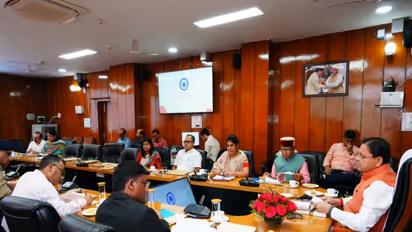 Uttarakhand Chief Minister Pushkar Singh Dhami chairs a meeting of the State-Level Vigilance and Monitoring Committee on the SC/ST (Prevention of Atrocities) Act at the Secretariat in Dehradun. (Photo: ANI)