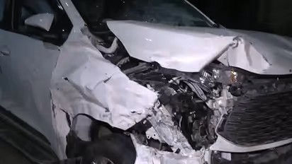 Visuals from accident site of another car (Photo/ANI)