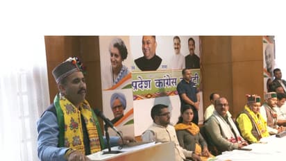 Himachal Pradesh Minister Vikramaditya Singh addressed media during the induction of former BJP leader Brij Lal into the Congress in Shimla (Photo/ANI)