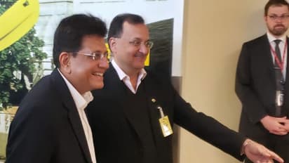 India's High Commissioner to Canada, Dinesh K. Patnaik, receives Commerce and Industry Minister Piyush Goyal upon his arrival in Ottawa. (Photo: X/@HCI_Ottawa)