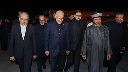 Oman's Foreign Minister Badr bin Hamad Albusaidi receives Iranian Foreign Minister Seyed Abbas Araghchi and Parliament Speaker HE Ghalibaf (Photo/X/@FMofOman)
