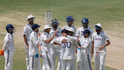 Indian Test cricket team celebrating a wicket. (Photo: X/@BCCI)