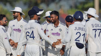 India's Manav Suthar and his teammates celebrating (Photo: ANI)