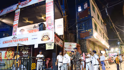 Kolkata Police at the Chorbagan Sarbojanin Durga Puja pandal (File Photo/ANI)