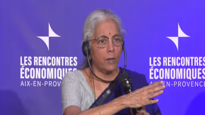 Union Finance Minister Nirmala Sitharaman (Photo/Youtube@Les Rencontres économiques d'Aix-en-Provence)