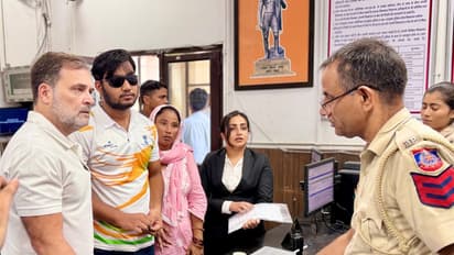 Congress leader Rahul Gandhi accompanied Lochav to the Delhi Police DCP office (Photo/@RahulGandhi)