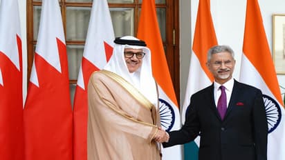 External Affairs Minister S Jaishankar and his Bahrain counterpart Abdullatif bin Rashid Alzayani (Photo/@DrSJaishankar)