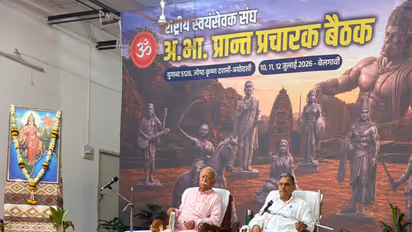 RSS chief Mohan Bhagwat and its General Secretary Dattatreya Hosabale (Photo/@RSSorg)