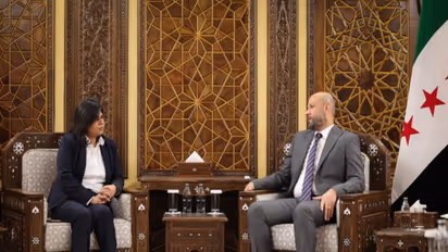 Charge d’Affaires of India in Syria Renu Yadav met Raed Al-Saleh, Minister of Emergency and Disaster Management, in Damascus, holding discussions on bilateral cooperation and capacity building. (Photo: X/@eoidamascus)