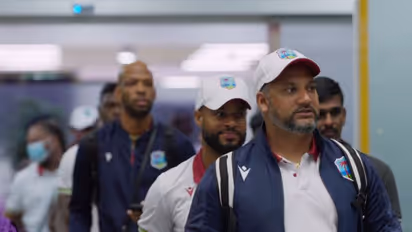 West Indies men's cricket team at Thiruvananthapuram International Airport. (Photo: ANI)