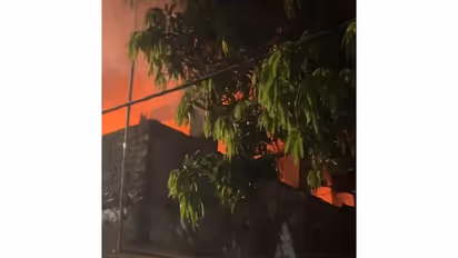 Fire in a furniture godown in Hyderabad. Visual from the spot (Photo/ANI)