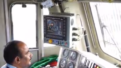 Train driver operating KAVACH Version 4.0 (Photo/ @RailMinIndia)
