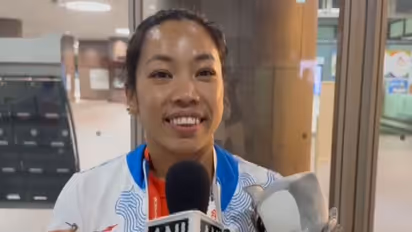 Indian weightlifter Mirabai Chanu after her silver medal outing in Asian Games 2026. (Photo: ANI)