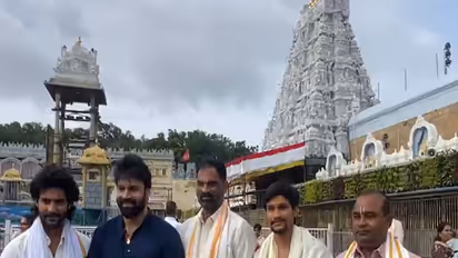 Aadi Saikumar, Ashwin Babu at Tirumala Sri Venkateswara Swamy Temple