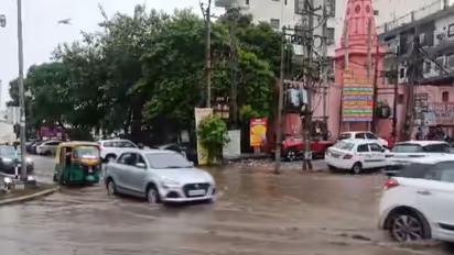 Waterlogging visuals from Gurgaon Cyber City, Shankar Chowk Area (Photo/ANI)