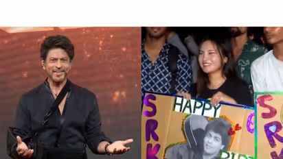 Shah Rukh Khan (L), Fans outside Mannat (R) (Photo/iANI)