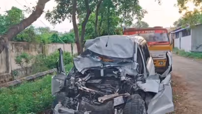 Car-bus collision on Trichy-Chennai Highway near Perambalur (Photo/ANI)