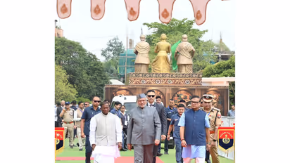 Assam Chief Minister Himanta Biswa Sarma along with Vice-President of India C P Radhakrishnan and Assam Governor Lakshman Prasad Acharya (Photo/X/@CMOfficeAssam)