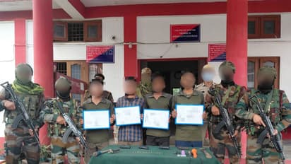 Four ULFA cadres surrender before Assam Rifles in Longding district (Photo/Defnce PRO)