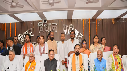 Bihar Chief Minister Samrat Choudhary with newly elected MLCs during the oath-taking ceremony. (Photo/X@samrat4bjp)