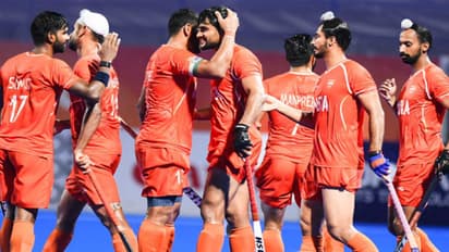 India men's hockey players celebrating (Photo: X/@TheHockeyIndia)