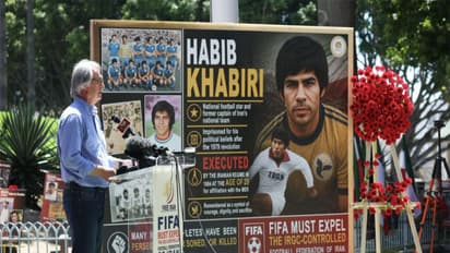 NCRI members stage protest against Iran's participation in FIFA World Cup (Photo/@NCRIUS)