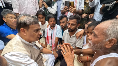 Assam CM Himanta Biswa Sarma interacts with flood victims (Photo: X/@himantabiswa)