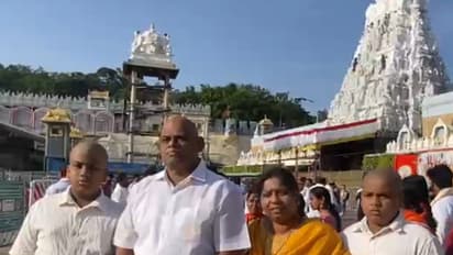 Sri Lankan MP Elayathamby Sreenath visits Sri Venkateswara Swamy Temple at Tirumala, Andhra Pradesh (Photo/ANI)