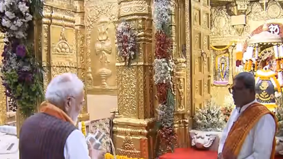 Prime Minister Narendra Modi offers prayers at Somnath Temple in Gujarat. (Photo/ANI)