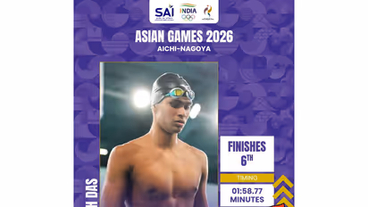 Indian swimmer Rishabh Das created a national record in 200m backstroke in Asian Games 2026. (Photo: X/ @Media_SAI)