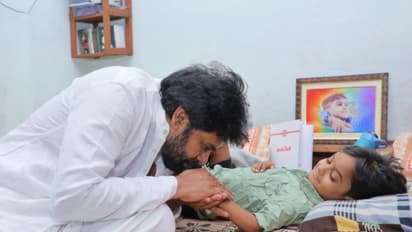 Pawan Kalyan with his young fan Niranjan (Photo/X@PawanKalyan)