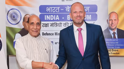 Defence Minister Rajnath Singh and his Belgian counterpart, Theo Francken. (Photo: X/@rajnathsingh)