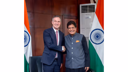Union Minister Piyush Goyal with UK Business Secretary Peter Kyle (File Photo-ANI)