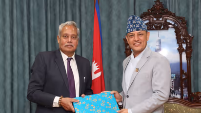Indian Ambassador Srivastava makes farewell call on Nepal House Speaker Dol Prasad Aryal (Photo/Nepal House Speaker Secretariat)