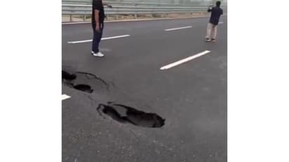 Visuals from Delhi-Dehradun Expressway shared by INC (Photo/@INCIndia)