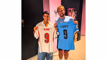 Luis Suarez meets Harry Kane (Photo: X/@LuisSuarez9)
