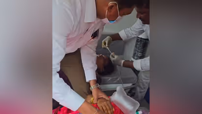 YSRCP Doctors cell member attends to injured (Photo/ANI)