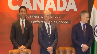 Maninder Sidhu, Canada's Minister of International Trade with the Canadian delegation (Photo/ANI)