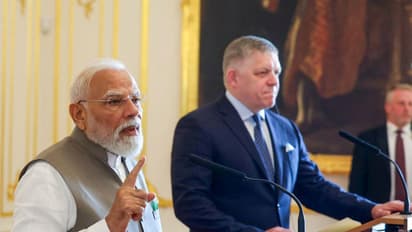 PM Narendra Modi and Slovak Republic PM Robert Fico during joint press meet in Bratislava (Photo/ANI)